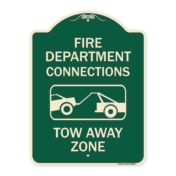 Signmission Fire Department Connection Tow Away Zone W/ Graphic Heavy-Gauge Alum Sign, 24" x 18", G-1824-24024 A-DES-G-1824-24024 - main